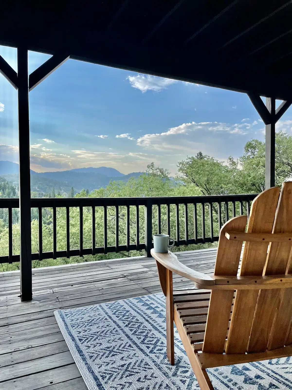 Wild Olive Den Patio with view, Cabin Rental Near Big Bear, and Lake Gregory